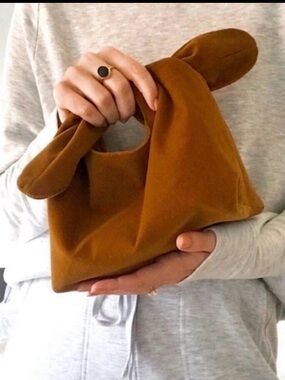 MERIT Mustard Corduroy Knot Cosmetic Bag